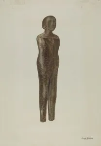Unclothed Prints: Wooden Doll, c. 1940. Creator: Lionel Ritchey