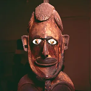 Melanesia Prints: Wooden figure from New Ireland, Melanesia