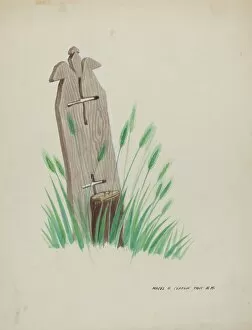 Wooden Grave Marker, c. 1937. Creator: Majel G. Claflin