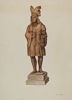 Robert W Prints: Wooden Indian, c. 1940. Creator: Robert W. R. Taylor
