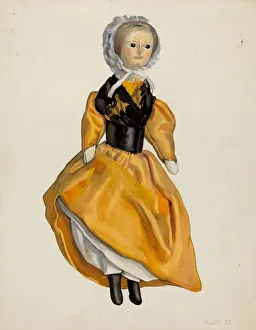 Jane Iverson Prints: Wooden Jointed Doll, c. 1936. Creator: Jane Iverson