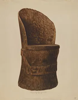 Lemcke Lloyd Charles Prints: Wooden Log Chair, 1938. Creator: Lloyd Charles Lemcke