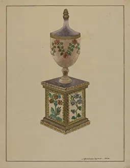 Iams J Howard Prints: Wooden Mantel Ornament, c. 1936. Creator: J. Howard Iams
