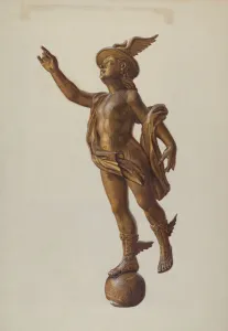 Moutal Elizabeth Prints: Wooden Mercury'Figure, c. 1936. Creator: Elizabeth Moutal