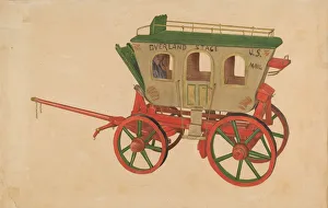 Us Mail Prints: Wooden Model of Overland Stage, c. 1937. Creator: Lucille Chabot