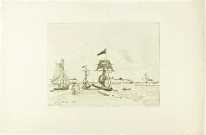 Johann B Jongkind Prints: Wooden Pier, Honfleur Port, 1865; published January 1866. Creator: Johan Barthold Jongkind