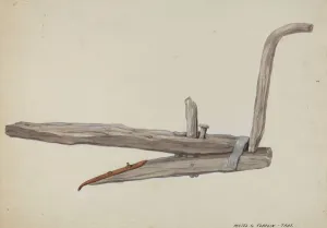Majel G Collection: Wooden Plow, c. 1937. Creator: Majel G. Claflin