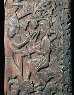 Detail of the wooden portal of Hylestad Church