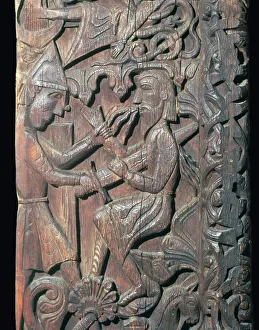 Sigurd Prints: Detail of the wooden portal of Hylestad Church