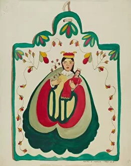 Majel G Collection: Wooden Retablo, San Antonio, c. 1937. Creator: Majel G. Claflin