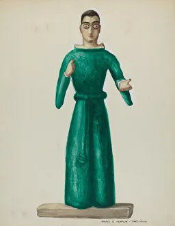 Wooden Santo in Bright Green Dress, 1935 / 1942. Creator: Majel G. Claflin