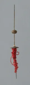 Yarn Prints: Wooden Spindles with Ceramic Whorls, Peru, 1000 / 1476. Creator: Unknown