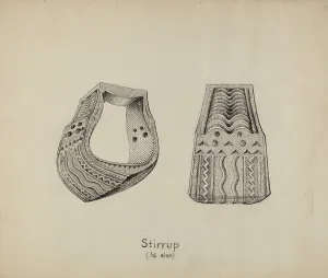Stirrups Prints: Wooden Stirrup, c. 1936. Creator: Gerald Transpota