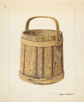 Johnston Annie B Prints: Wooden Sugar Bucket, c. 1938. Creator: Annie B Johnston