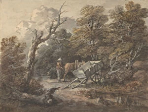 Woodland Scene with a Peasant, a Horse, and a Cart, ca. 1760