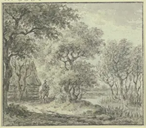 Coal Prints: Woodland scene with water and a house
