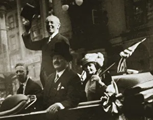 John F Hylan Prints: Woodrow Wilson returns from Paris after the signing of the Treaty of Versailles, 1919