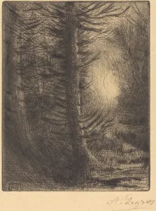 Drypoint And Etching Prints: Woods in Winter Sun, 1st plate (Soleil d hiver dans les bois). Creator: Alphonse Legros