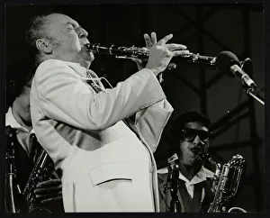 Herman Prints: Woody Herman in concert at the Alexandra Palace, London, 1979. Artist: Denis Williams