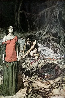 Nibelungs Prints: The wooing of Grimhilde, the mother of Hagen