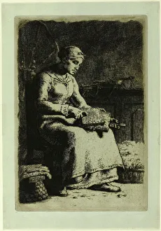 Carding Prints: The Wool-Carder, 1855–56. Creator: Jean Francois Millet