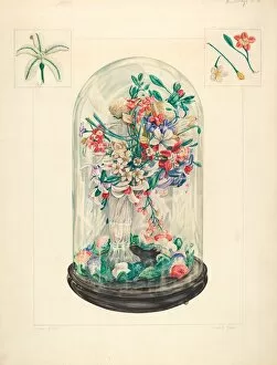 Wool Flowers Under Glass, 1935 / 1942. Creator: Frank J Mace