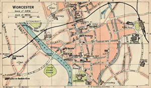 Street Plan Prints: Worcester, c20th Century. Artist: John Bartholomew