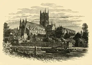 Restoration Prints: Worcester Cathedral, from the River, 1898. Creator: Unknown