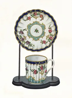Worcester cup and saucer, c1770