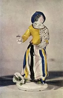 Cecilia Collection: A Worcester Figure of a Lady in a Blue Hat with Yellow Jacket... c1765, (1944)