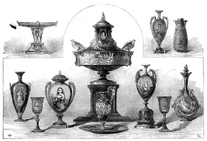 Trade Fair Prints: Worcester porcelain in the International Exhibition, 1871. Creator: Unknown