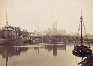 Worcestershire Prints: Worcester. From the Severn, 1870s. Creator: Francis Bedford
