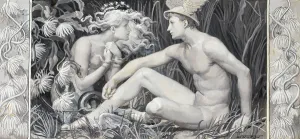 Chalk Collection: The Words She Spake Came as Through Bubbling Honey, 1885. Creator: Will H. Low