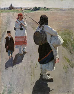 Threshing Prints: To the work, 1895. Artist: Vinogradov, Sergei Arsenyevich (1869-1938)
