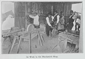 Smithy Prints: At work in the Blacksmith Shop. 1903. Creator: Unknown