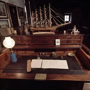 Workbench of D. Pio Baroja (1872-1956), Spanish novelist, preserved as he left before Workbench of D. Pio Baroja (1872-1956), Spanish novelist, preserved as he left before
