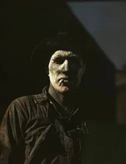 Vachon John Felix Prints: Worker at carbon black plant, Sunray, Texas, 1942. Creator: John Vachon
