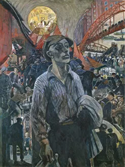 State Hermitage Gallery: Worker of a Hamburg Shipyard (Hamburg Comrade), 1928. Creator: Vogeler
