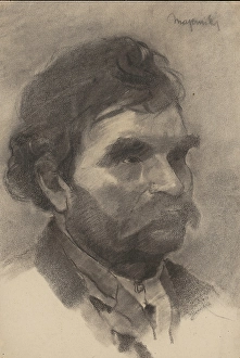 Cyprian Prints: Worker - Head Study, 1940-1949. Creator: Cyprian Majernik