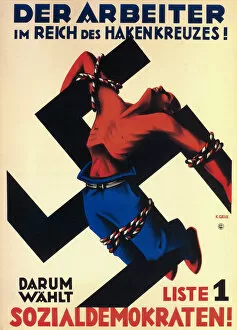 The worker under the swastika state! Therefore choose list 1, the Social Democrats!, 1932
