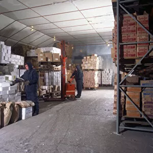Storage Gallery: Workers in a cold store at Modern Foods, Mexborough, South Yorkshire, 1973. Artist