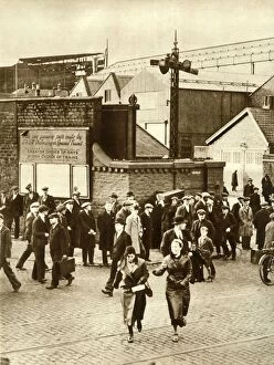 Unemployed Collection: Workers leaving...after construction of Cunarder 534 was suspended, December 1931, (1935)