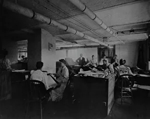 Cyanotypes 1890 1900 Gmgpc Prints: Workers taking mucilaged sheets of postage stamps from the drying box in the gumming