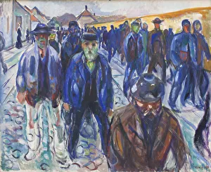 Industrialisation Prints: Workers on their Way Home, 1914. Creator: Munch; Edvard (1863-1944)