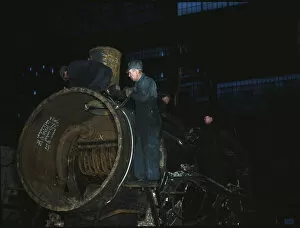 Working on the boiler of a locomotive at the 40th Street shops of the C & NW RR, Chicago, Ill