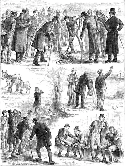 Working of the Land Court in Ireland: Sub-Commissioners examining a farm, 1881. Creator: Unknown
