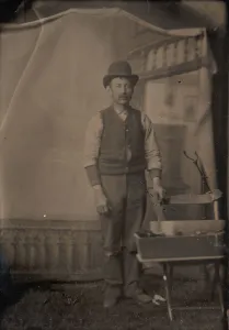 Builder Gallery: Workman with Tool Box, 1860s-70s. Creator: Unknown