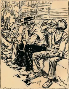 Lunchbreak Collection: Workmen at Dinner, c1900. Artist: Franz Gailliard