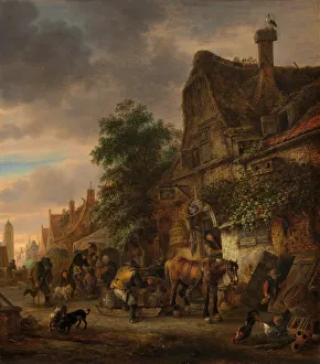 Yoke Gallery: Workmen before an Inn, 1645. Creator: Isaac van Ostade