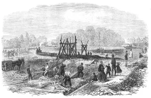 Navvies Prints: Works in the bed of the Regent's Park Lake, 1868. Creator: Unknown